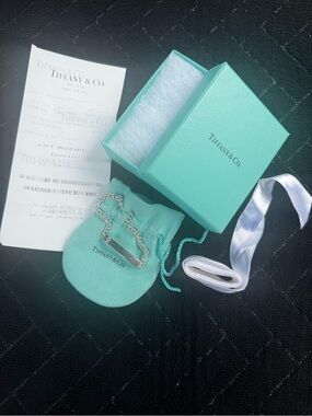 Tiffany & Co. Silver Bracelet with Tiffany Blue Pouch and Box